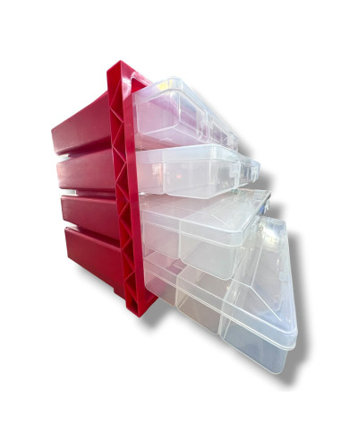BCC Terminal Tackle Storage Crate with 4 Clear Trays | Bass, Carp & Camping