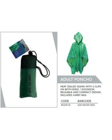 Leisure Quip Adult Poncho | Stay Dry in African Rain | Bass, Carp & Camping