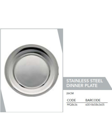 Leisure Quip Stainless Steel Dinner Plate 26cm | Camping & Fishing Gear