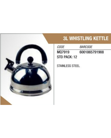 Leisure Quip Stainless Steel Whistling Kettle 3L | Camping Gear | Bass, Carp & Camping