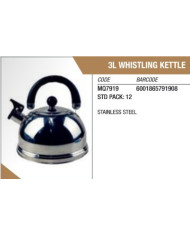 Leisure Quip Stainless Steel Whistling Kettle 3L | Camping Gear | Bass, Carp & Camping