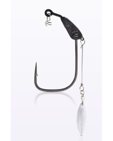 Mustad Alpha-Grip Assault Wide Gap Bladed Weighted Hook | Bass, Carp & Camping