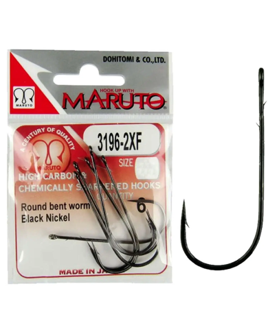 Maruto Round Bend worm Hook 3196-2XF | Bass, Carp & Camping
