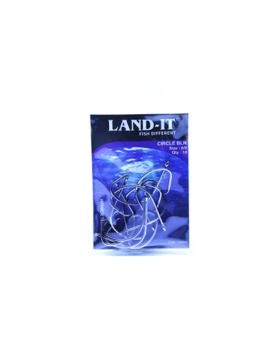 LAND-IT Circle Black Nickel Offset Fishing Hook | Bass, Carp & Camping